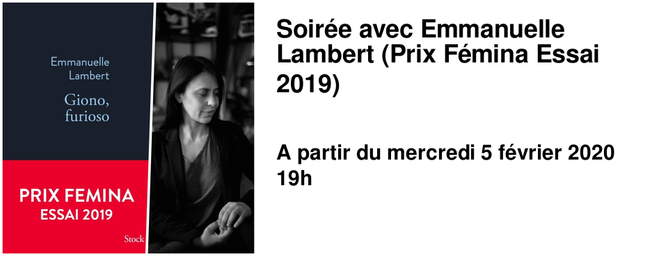 Soir�e avec Emmanuelle Lambert (Prix F�mina Essai 2019)